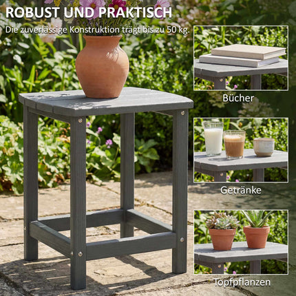 Outdoor HDPE Side Table, Weatherproof, 48x37x46 cm, Gray