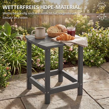 Outdoor HDPE Side Table, Weatherproof, 48x37x46 cm, Gray