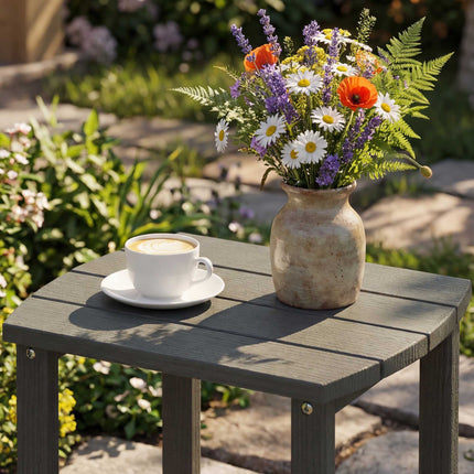 Outdoor HDPE Side Table, Weatherproof, 48x37x46 cm, Gray