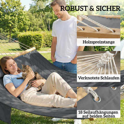 Outdoor Hammock 200x140cm, Double Layer with Pillow & Pocket