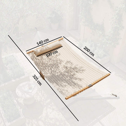 Outdoor Hammock 200x140cm, Double Layer with Pillow & Pocket