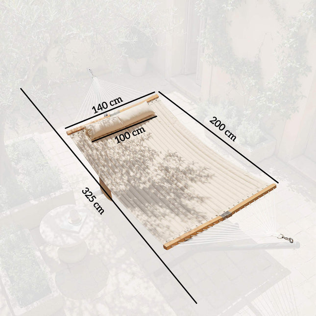 Outdoor Hammock 200x140cm, Double Layer with Pillow & Pocket