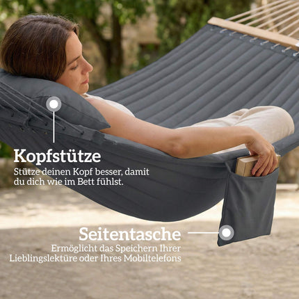 Outdoor Hammock 200x140cm, Double Layer with Pillow & Pocket