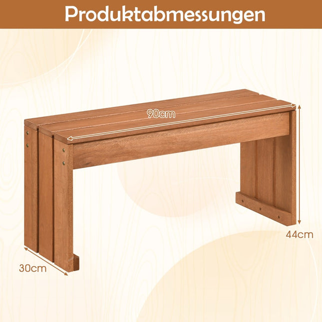 Houten buitenbank, 90 cm, compact en veelzijdig ontwerp