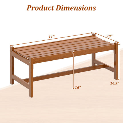 Outdoor Hardwood Dining Bench Set of 2, 44 Inch, Teak Oil Finish