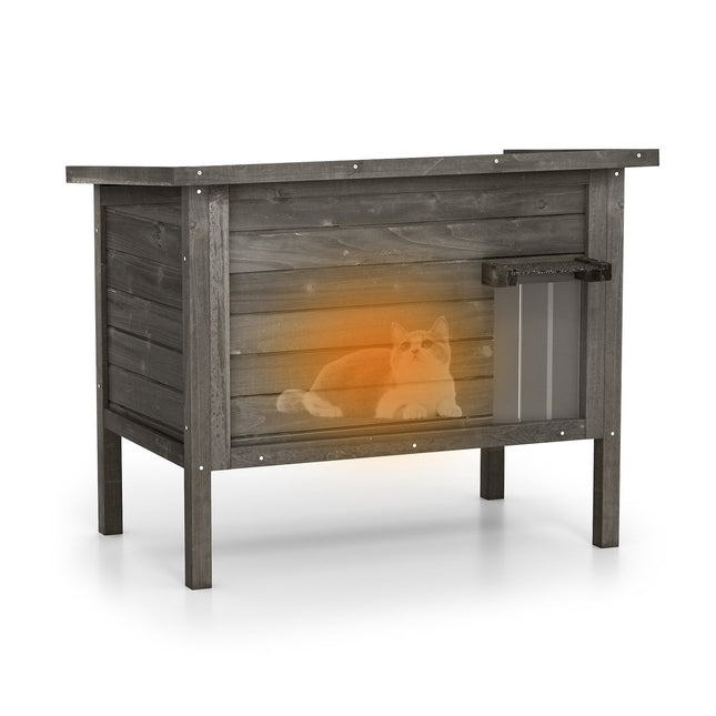 Outdoor Insulated Wooden Cat House with Foam Insulation
