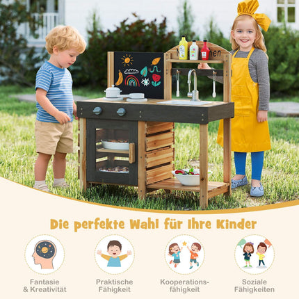 Outdoor Kids Mud Kitchen with Blackboard & Sink