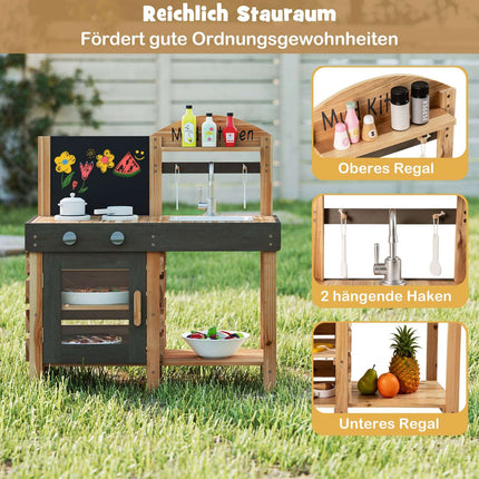 Outdoor Kids Mud Kitchen with Blackboard & Sink