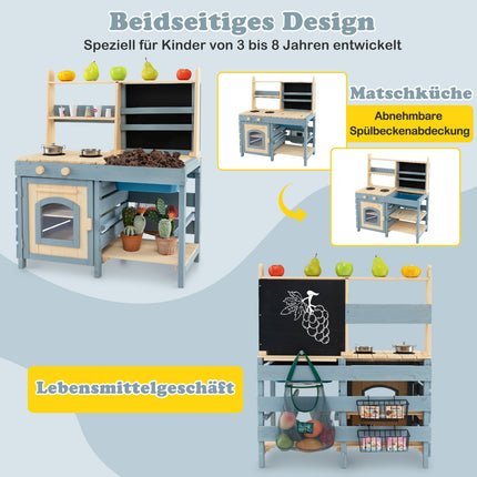 Outdoor Kids Mud Kitchen with Faucet & Removable Sink