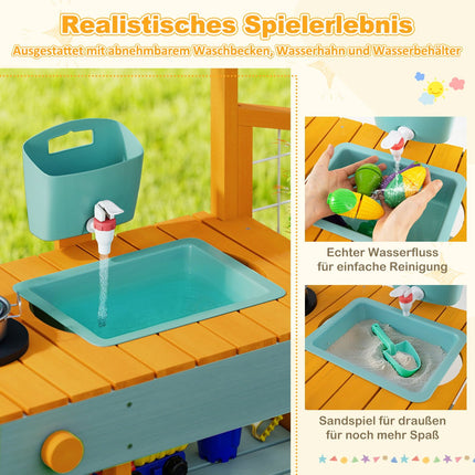 Outdoor Kids Mud Kitchen with Sink & Planter Box