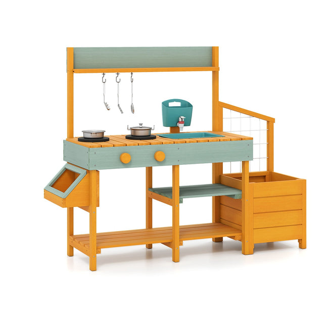 Outdoor Kids Mud Kitchen with Sink & Planter Box