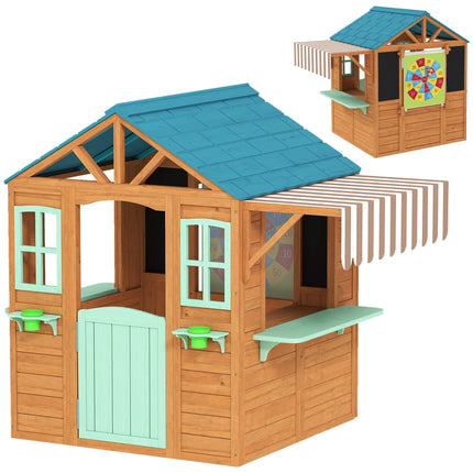 Outdoor Kids Playhouse with Chalkboard and Plant Box