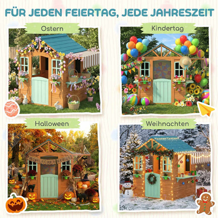 Outdoor Kids Playhouse with Chalkboard and Plant Box
