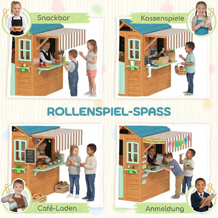 Outdoor Kids Playhouse with Chalkboard and Plant Box