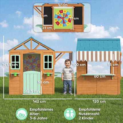 Outdoor Kids Playhouse with Chalkboard and Plant Box