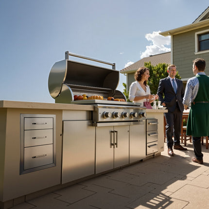 Outdoor Kitchen Drawers, 3-Tier Stainless Steel, 14x23 in