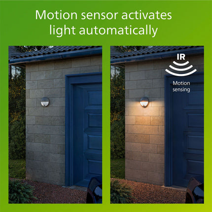Outdoor LED Wall Light, Motion Sensor, Antracit