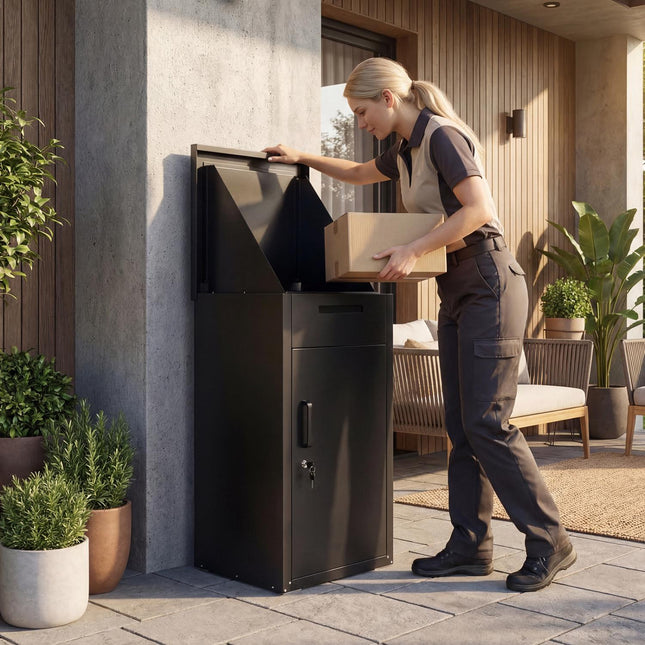 Outdoor Lockable Parcel Delivery Box, Steel, 45x44x86 cm
