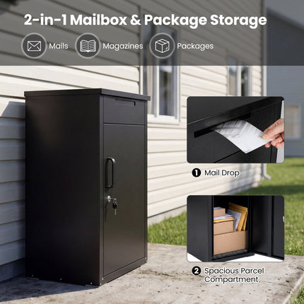 Outdoor Lockable Parcel Delivery Box, Steel, 45x44x86 cm