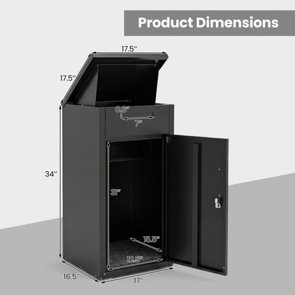 Outdoor Lockable Parcel Delivery Box, Steel, 45x44x86 cm