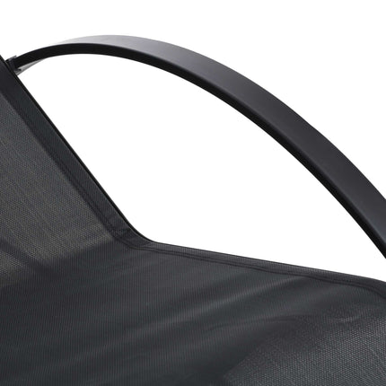 Outdoor Lounge Set, 2 Recliners & Side Table, Black Fabric