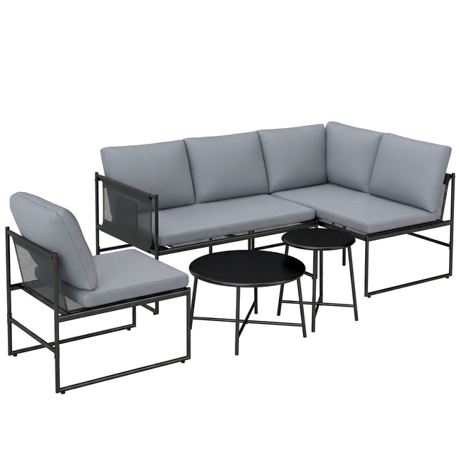 Outdoor Lounge Set for 4-5 People with Sofa & Table