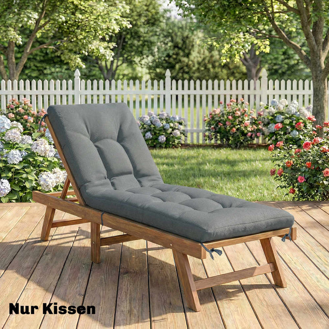 Outdoor Lounger Cushion, Dark Grey, 198x65x13 cm, UV50+
