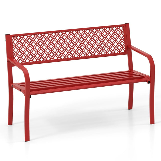 Metalen buitenbank, 2-3 zitplaatsen, draagvermogen 360 kg, rood
