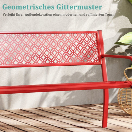 Outdoor Metal Bench, 2-3 Seats, 360 kg Capacity, Red