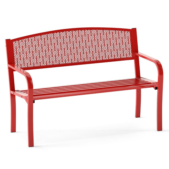 Metalen buitenbank, 2-3 zitplaatsen, rood, draagvermogen 300 kg