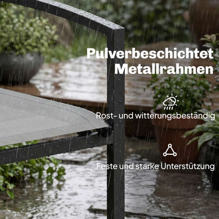 Outdoor Metal Bench, 2-Seater, Breathable Fabric, Grey
