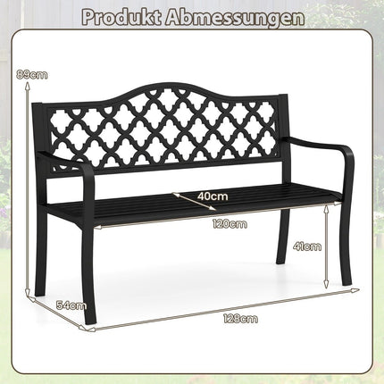 Outdoor Metal Bench – Weatherproof, 2-3 Seater, Black