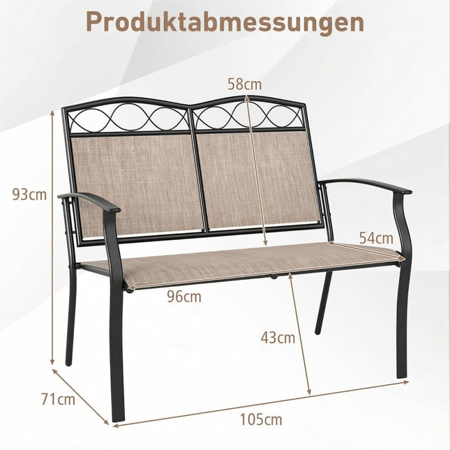 Metalen buitenbank voor 2 personen, draagvermogen 300 kg, sneldrogende stof