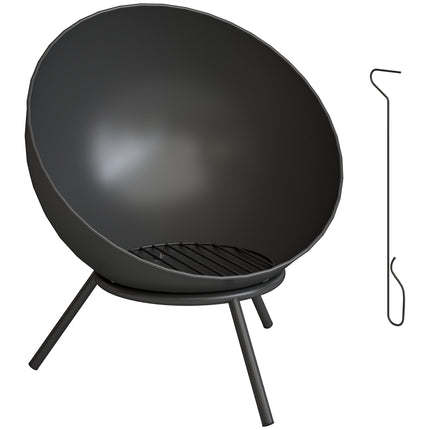 Outdoor Metal Fire Pit, 60cm, Black, Easy Assembly