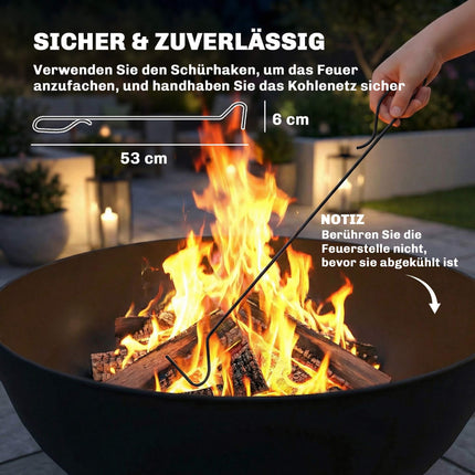 Outdoor Metal Fire Pit, 60cm, Black, Easy Assembly