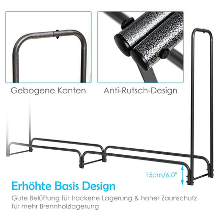 Outdoor Metal Firewood Rack with Waterproof Cover
