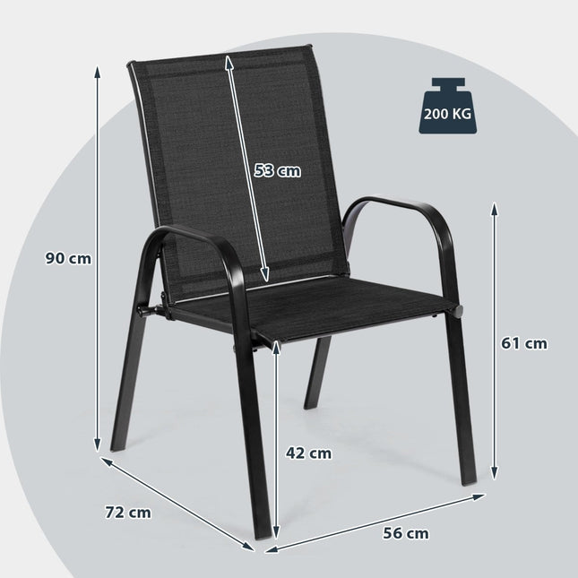Outdoor Metal Frame Garden Chairs, Set of 2, Black