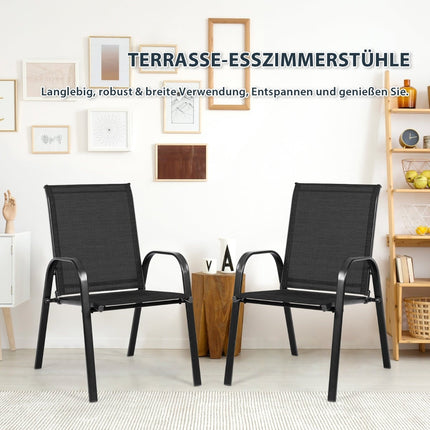 Outdoor Metal Frame Garden Chairs, Set of 2, Black