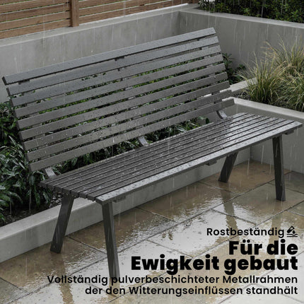 Outdoor Metal Garden Bench, Black, 154 cm, Seats 3