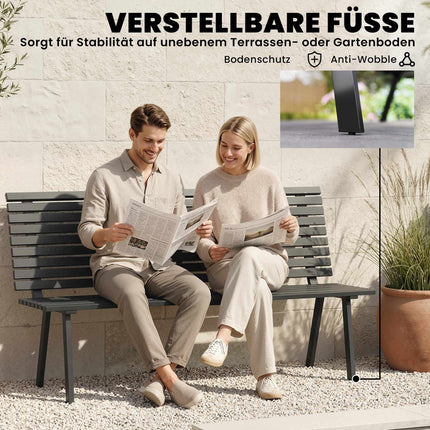 Outdoor Metal Garden Bench, Black, 154 cm, Seats 3