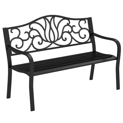 Outdoor Metal Garden Bench, Weatherproof, 2-3 Seats, 300kg Capacity