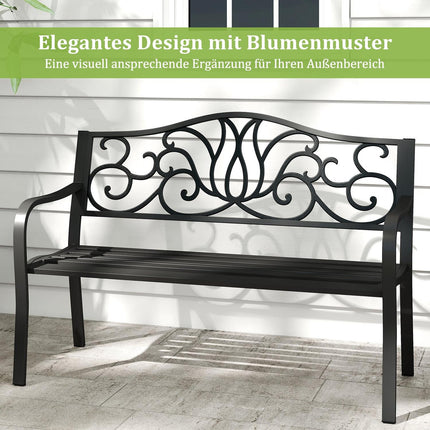 Outdoor Metal Garden Bench, Weatherproof, 2-3 Seats, 300kg Capacity