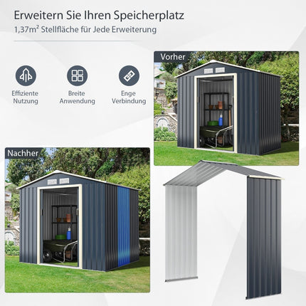 Outdoor Metal Shed Extension, 213x162x64 cm, Gray