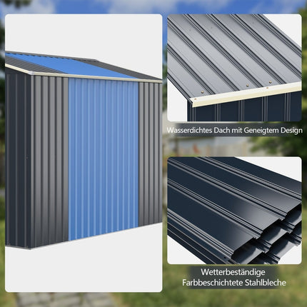 Outdoor Metal Shed Extension, 213x162x64 cm, Gray