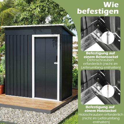 Outdoor Metal Storage Shed, 163 x 86 cm, Lockable Door