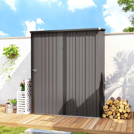 Outdoor Metal Storage Shed, Lockable Door, 161.5 x 94.5 x 196 cm