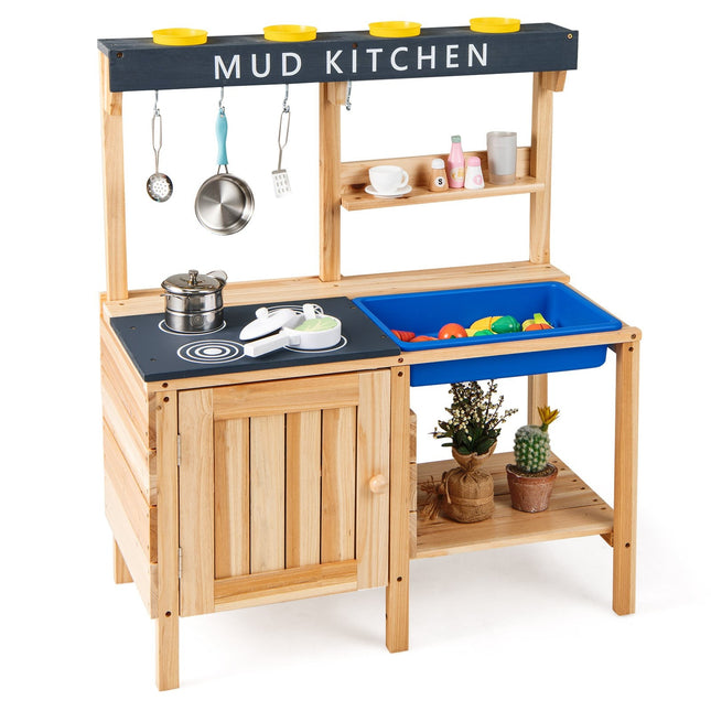 Outdoor Mud Kitchen for Kids with Removable Sink & Accessories