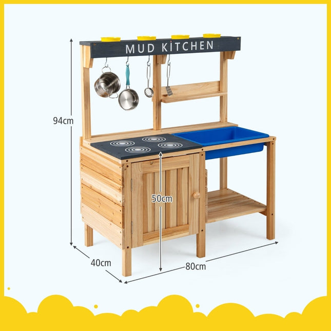 Outdoor Mud Kitchen for Kids with Removable Sink & Accessories