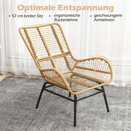 Outdoor PE Rattan Dining Chair With Off-White Cushion