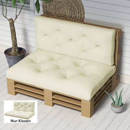 Outdoor Pallet Cushion Set, 2-Piece, 120x80 cm Cream